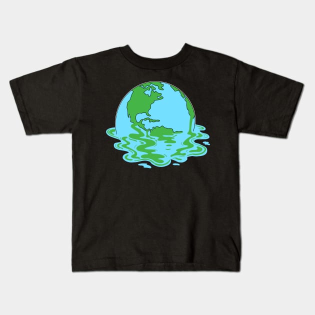 Earth day Melting Planet Kids T-Shirt by Mesyo